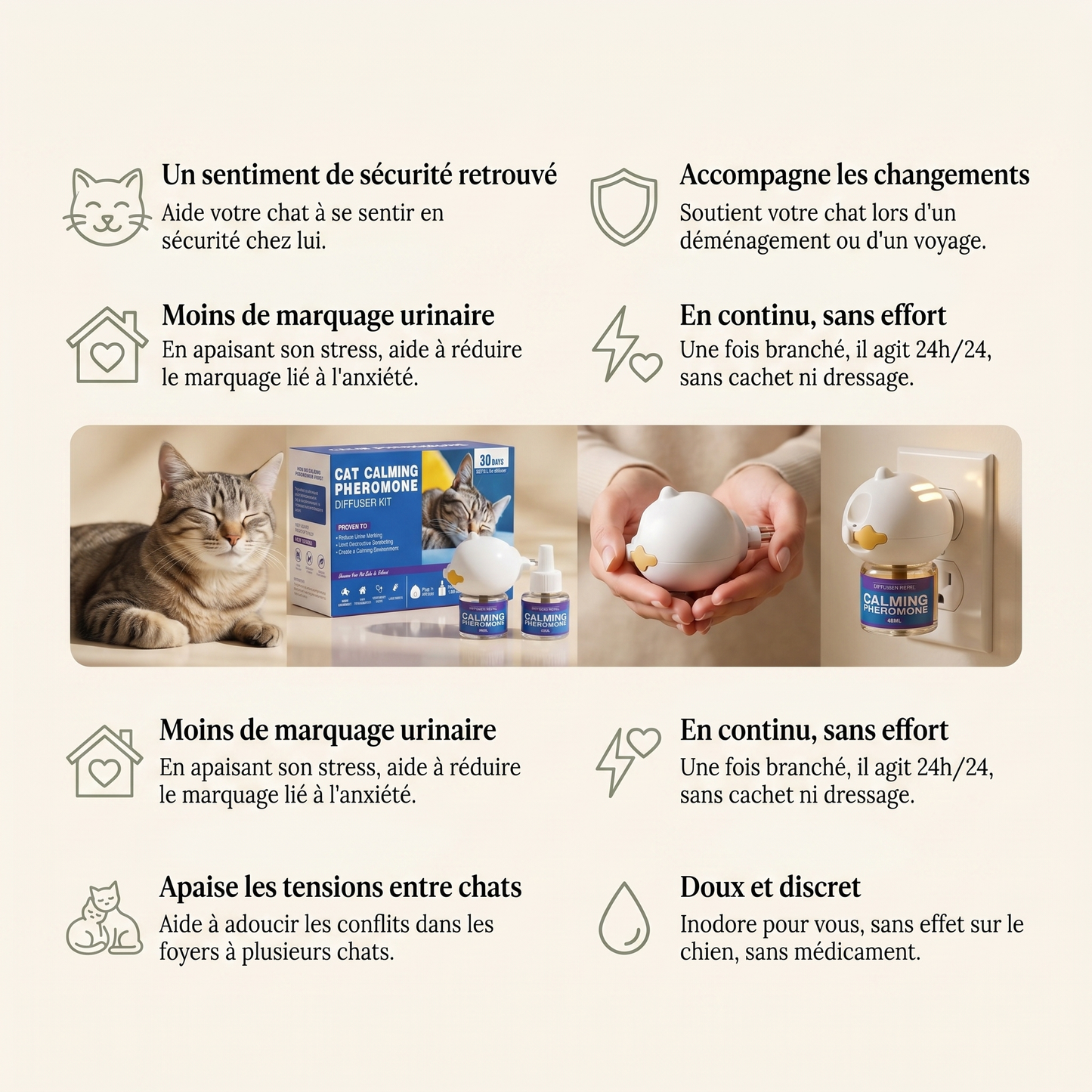 Le kit Harmony — Diffuseur apaisant pour chats anxieux lors d'un déménagement