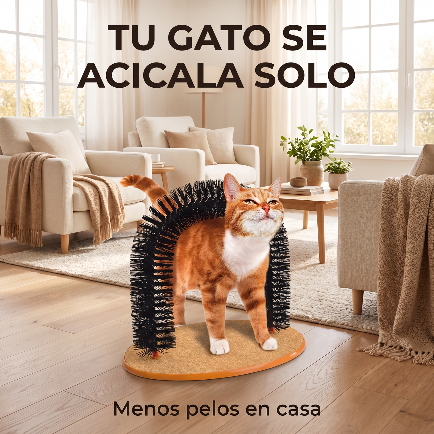 Juguete para gatos arco auto Groome Pamper Felino con masaje cepillo para frotar con almohadilla para rascar juguetes interactivos para gatos