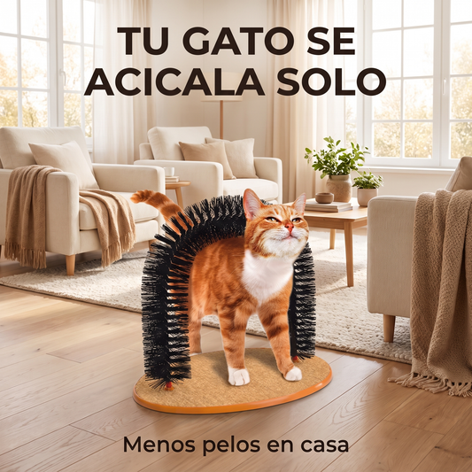 Juguete para gatos arco auto Groome Pamper Felino con masaje cepillo para frotar con almohadilla para rascar juguetes interactivos para gatos