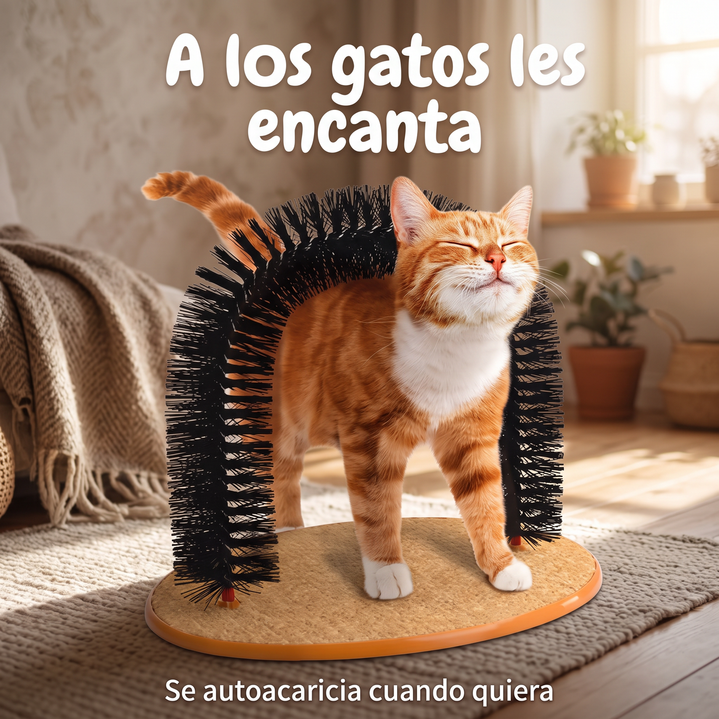 Juguete para gatos arco auto Groome Pamper Felino con masaje cepillo para frotar con almohadilla para rascar juguetes interactivos para gatos